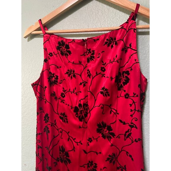 Vintage All That Jazz Women's Y2K 2000s 90s Red & Balck Floral Long Dress 5/6 - Picture 8 of 10